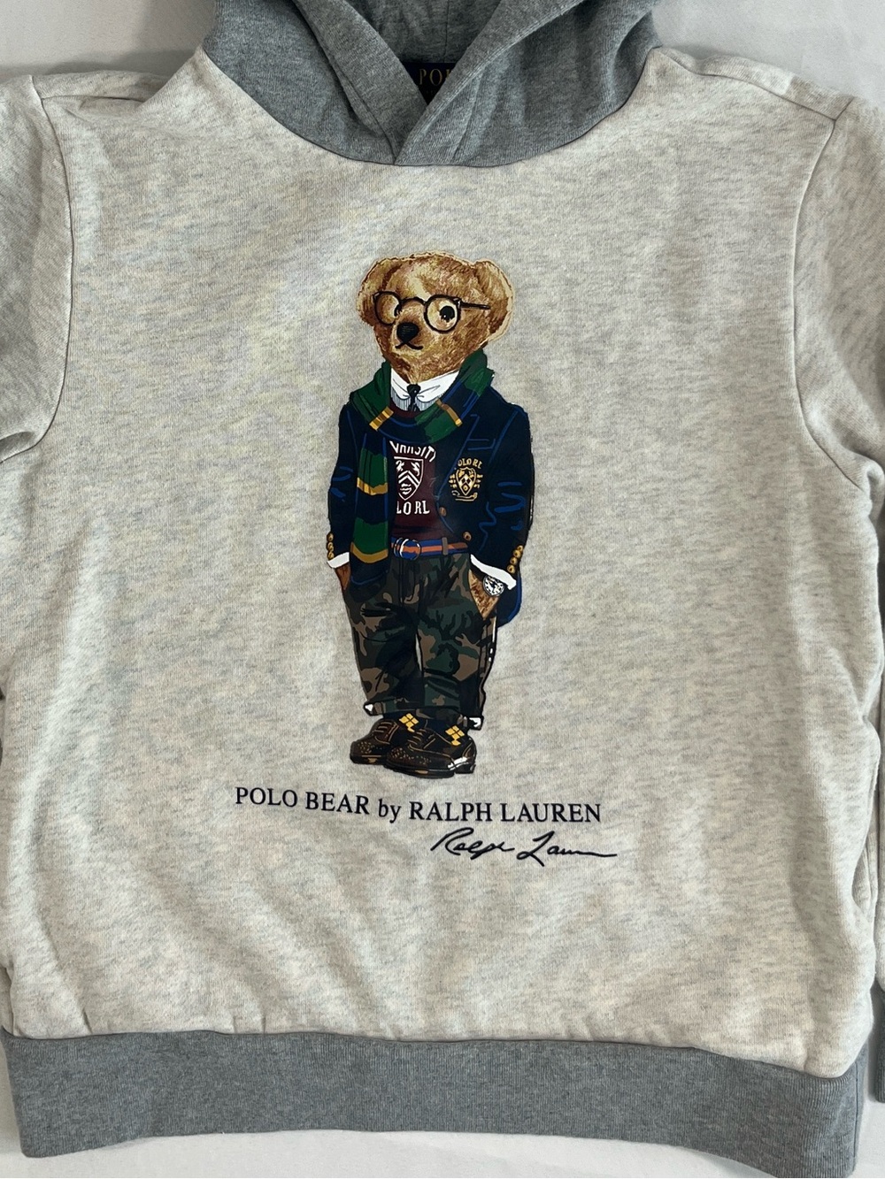 Polo Bear Hoodie Sweatshirt Kids Medium 10/12 Gray by Ralph Lauren Preppy